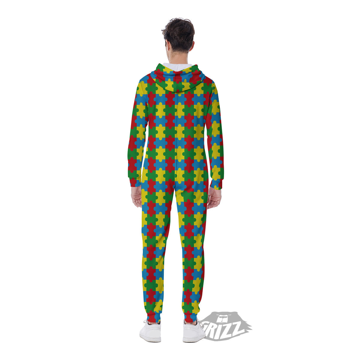 Puzzle Autism Awareness Print Pattern Men's Jumpsuit-grizzshop