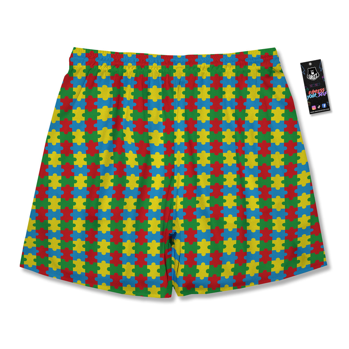 Puzzle Autism Awareness Print Pattern Men's Running Shorts-grizzshop