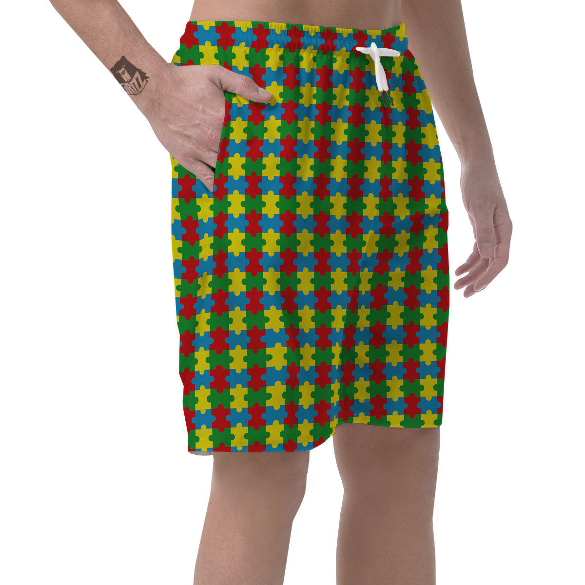 Puzzle Autism Awareness Print Pattern Men's Shorts-grizzshop