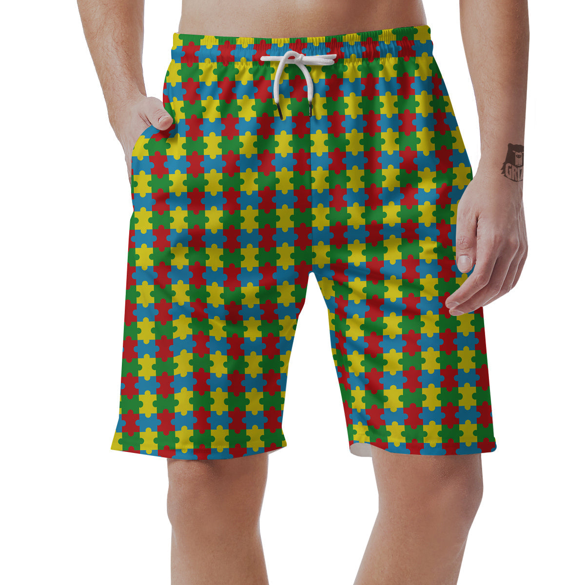 Puzzle Autism Awareness Print Pattern Men's Shorts-grizzshop