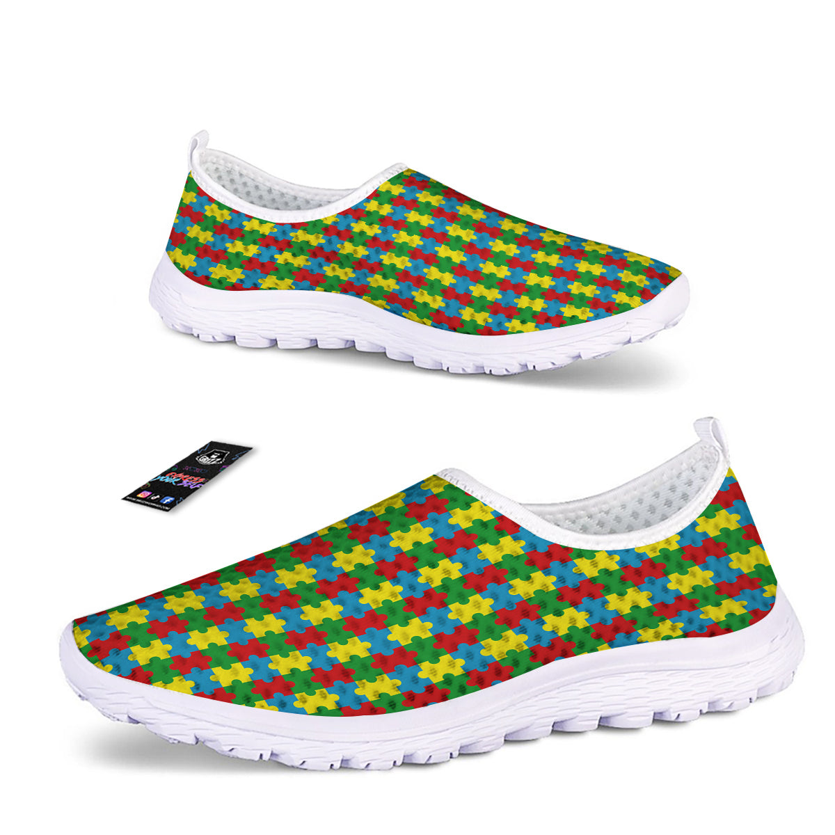 Puzzle Autism Awareness Print Pattern Nurse Shoes-grizzshop