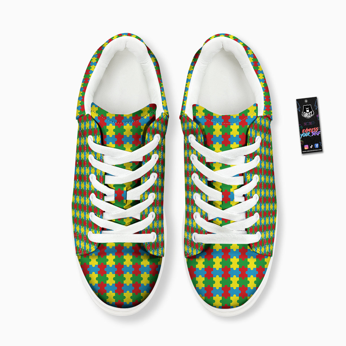 Puzzle Autism Awareness Print Pattern Platform Shoes-grizzshop