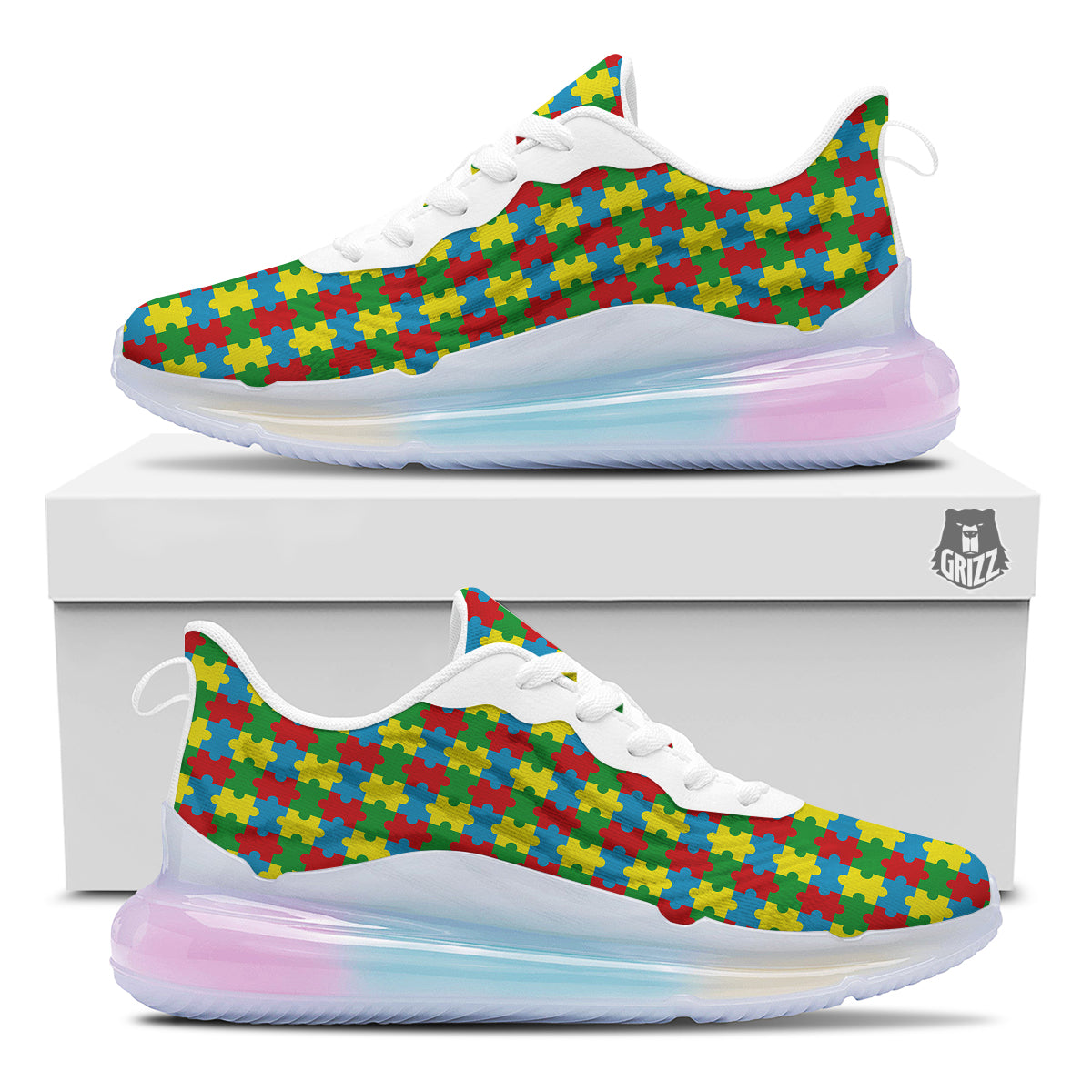Puzzle Autism Awareness Print Pattern Running Sneakers-grizzshop