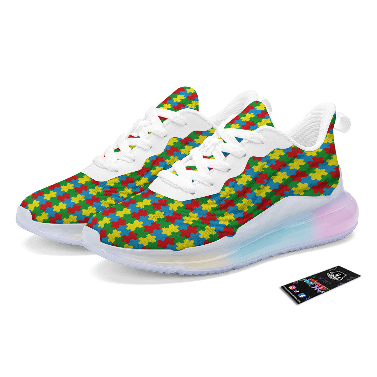 Puzzle Autism Awareness Print Pattern Running Sneakers-grizzshop