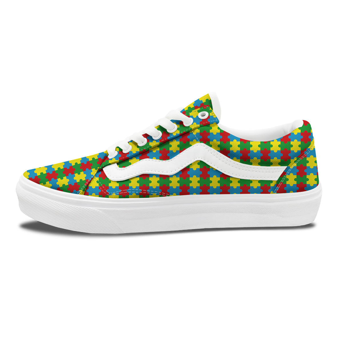 Puzzle Autism Awareness Print Pattern Skate Shoes-grizzshop