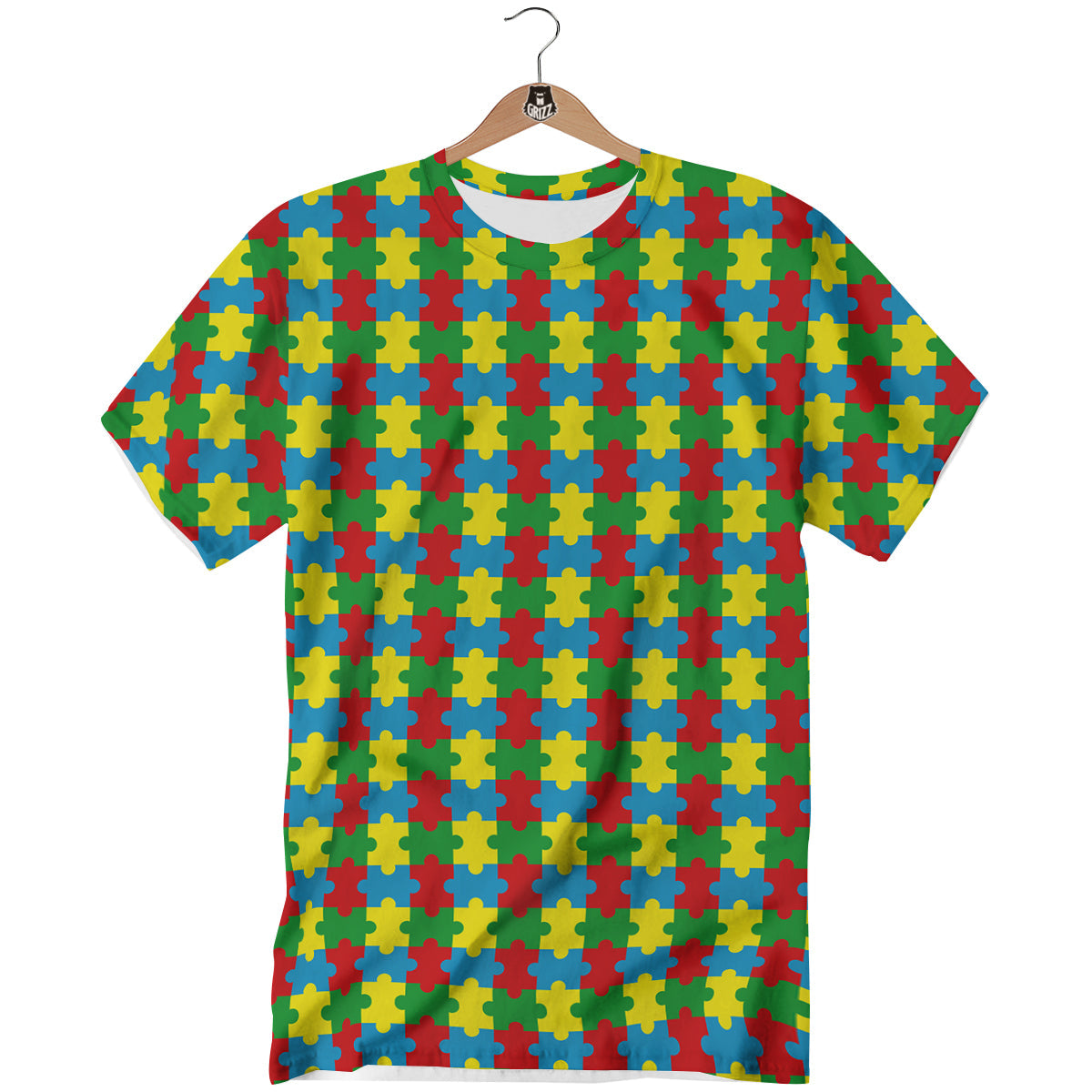 Puzzle Autism Awareness Print Pattern T-Shirt-grizzshop