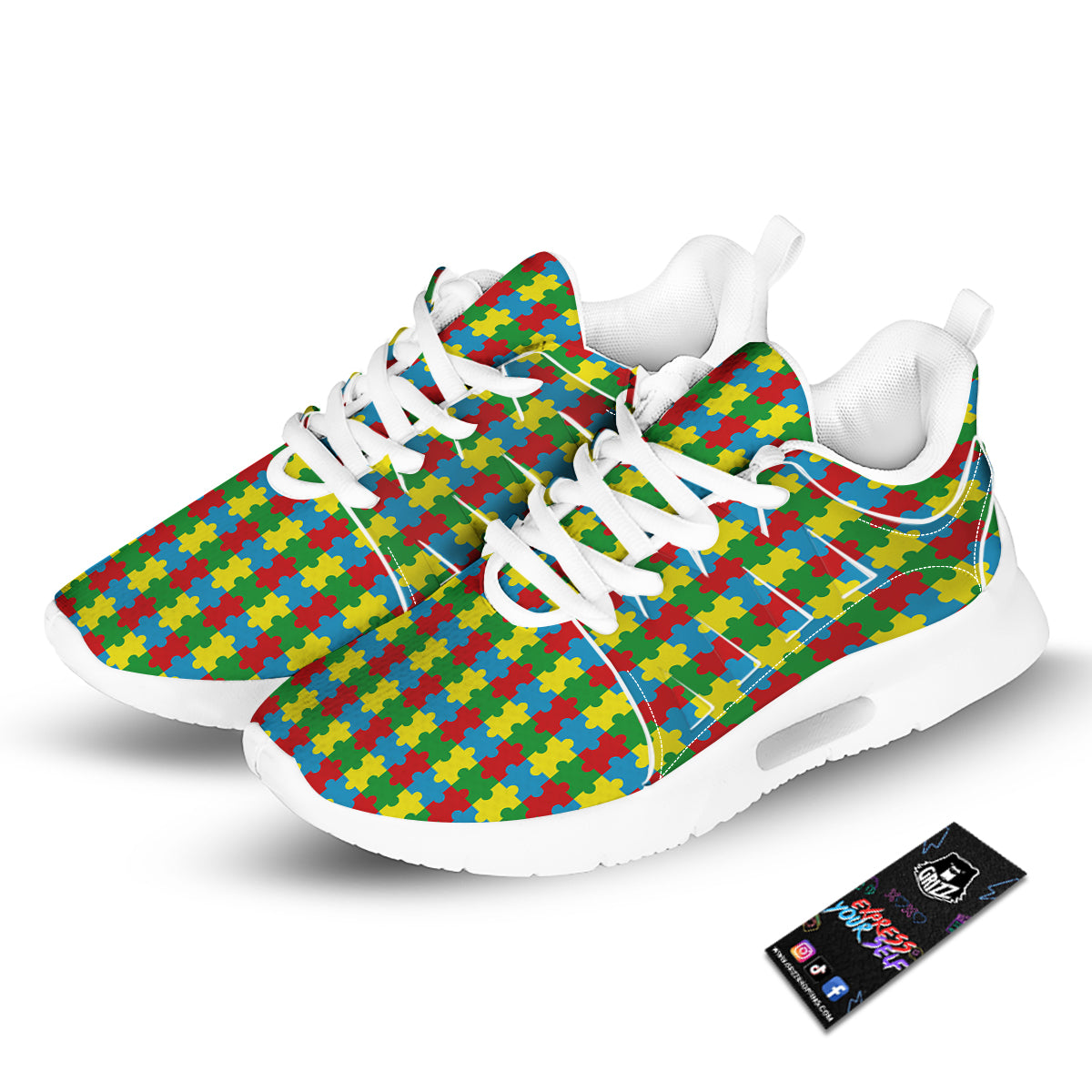 Puzzle Autism Awareness Print Pattern Tennis Shoes-grizzshop