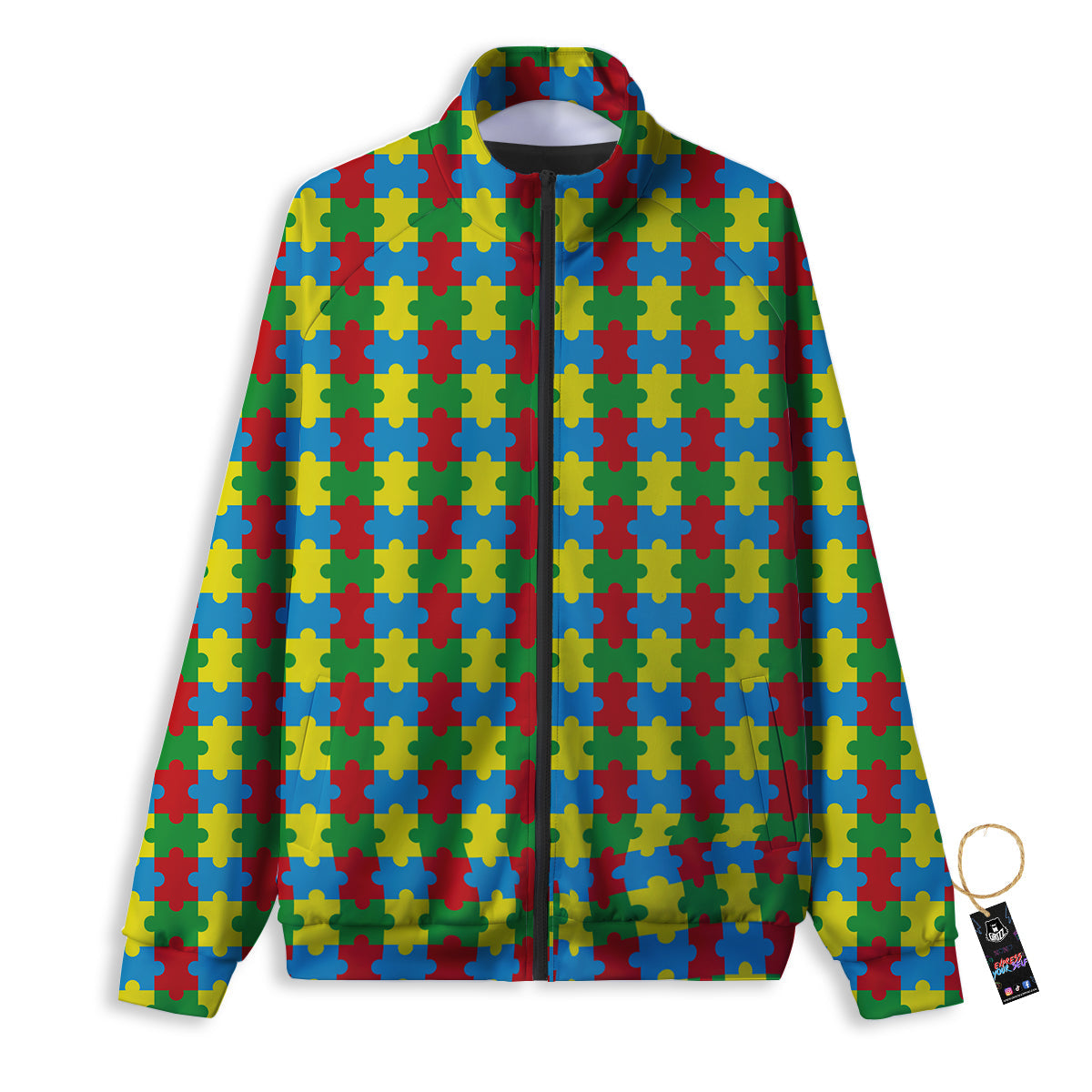 Puzzle Autism Awareness Print Pattern Track Jacket-grizzshop