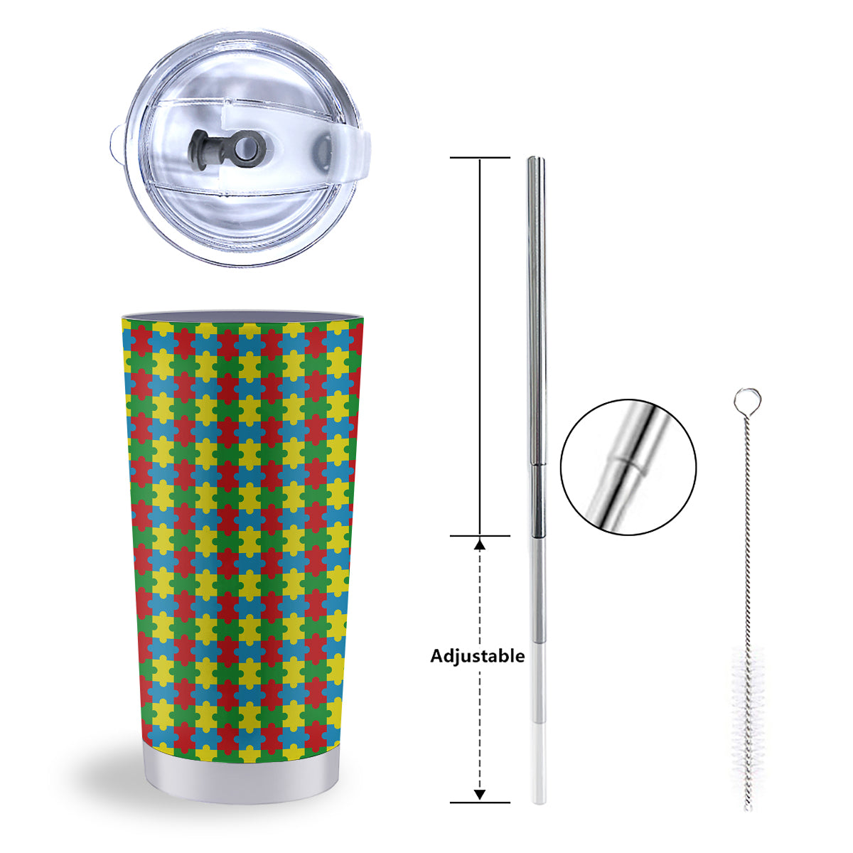 Puzzle Autism Awareness Print Pattern Tumbler-grizzshop