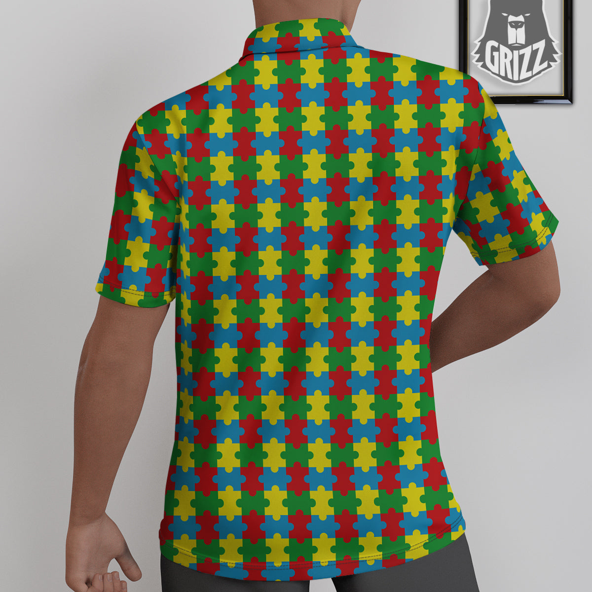 Puzzle Autism Awareness Print Pattern Untucked Shirts-grizzshop