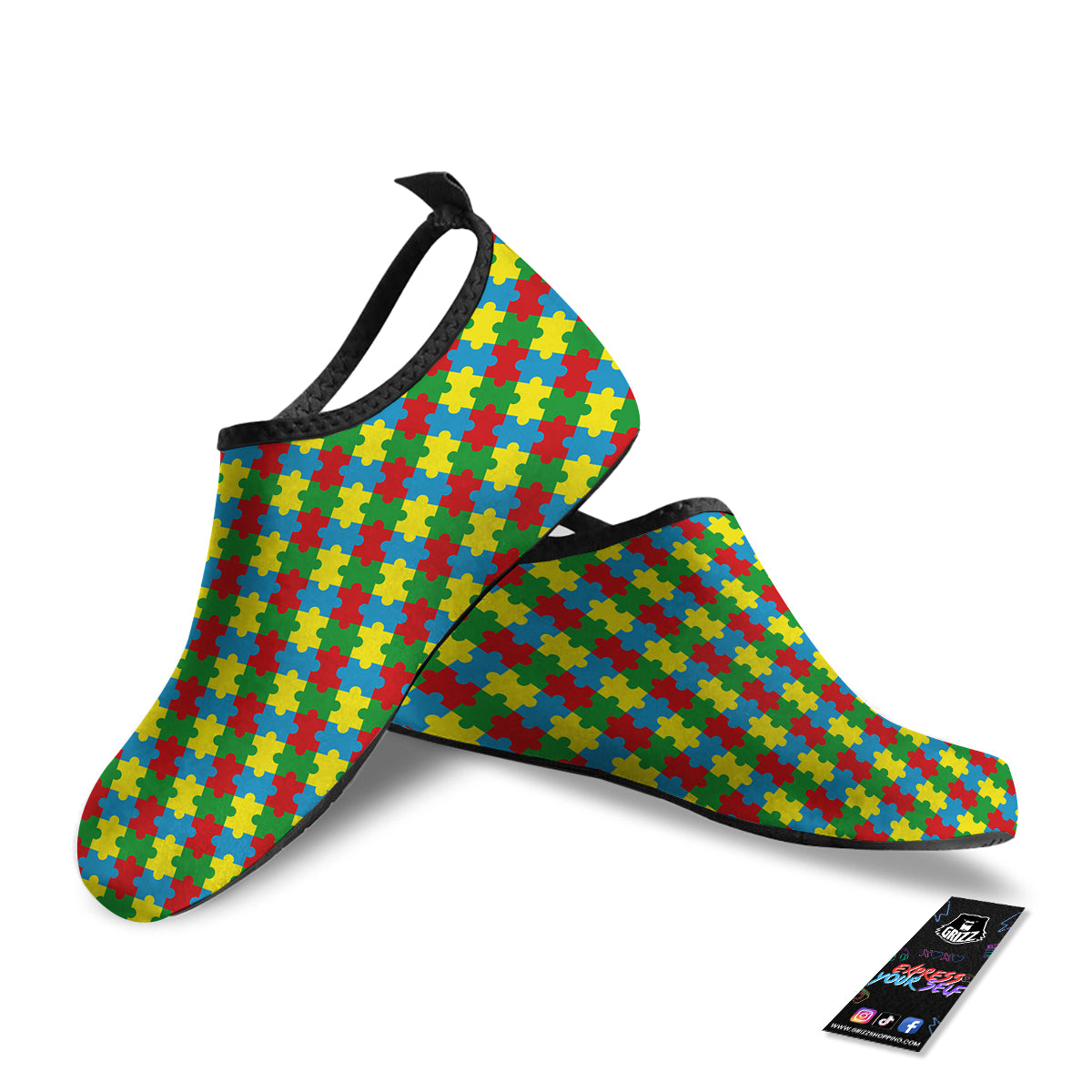 Puzzle Autism Awareness Print Pattern Water Shoes-grizzshop