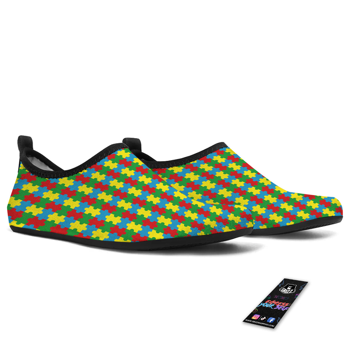 Puzzle Autism Awareness Print Pattern Water Shoes-grizzshop