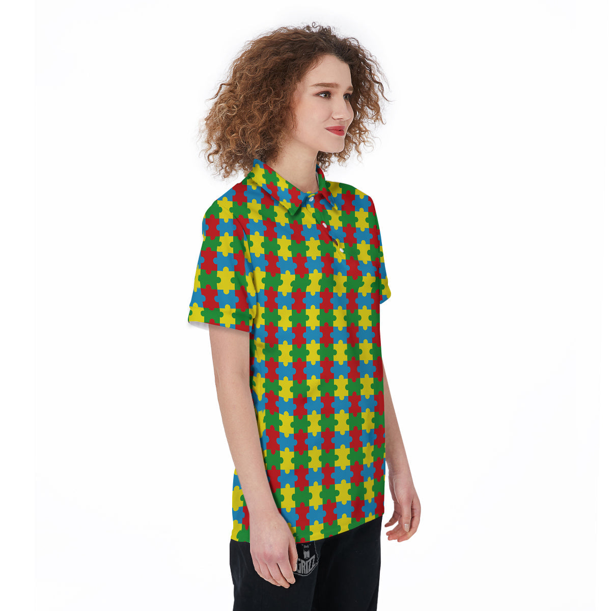 Puzzle Autism Awareness Print Pattern Women's Golf Shirts-grizzshop