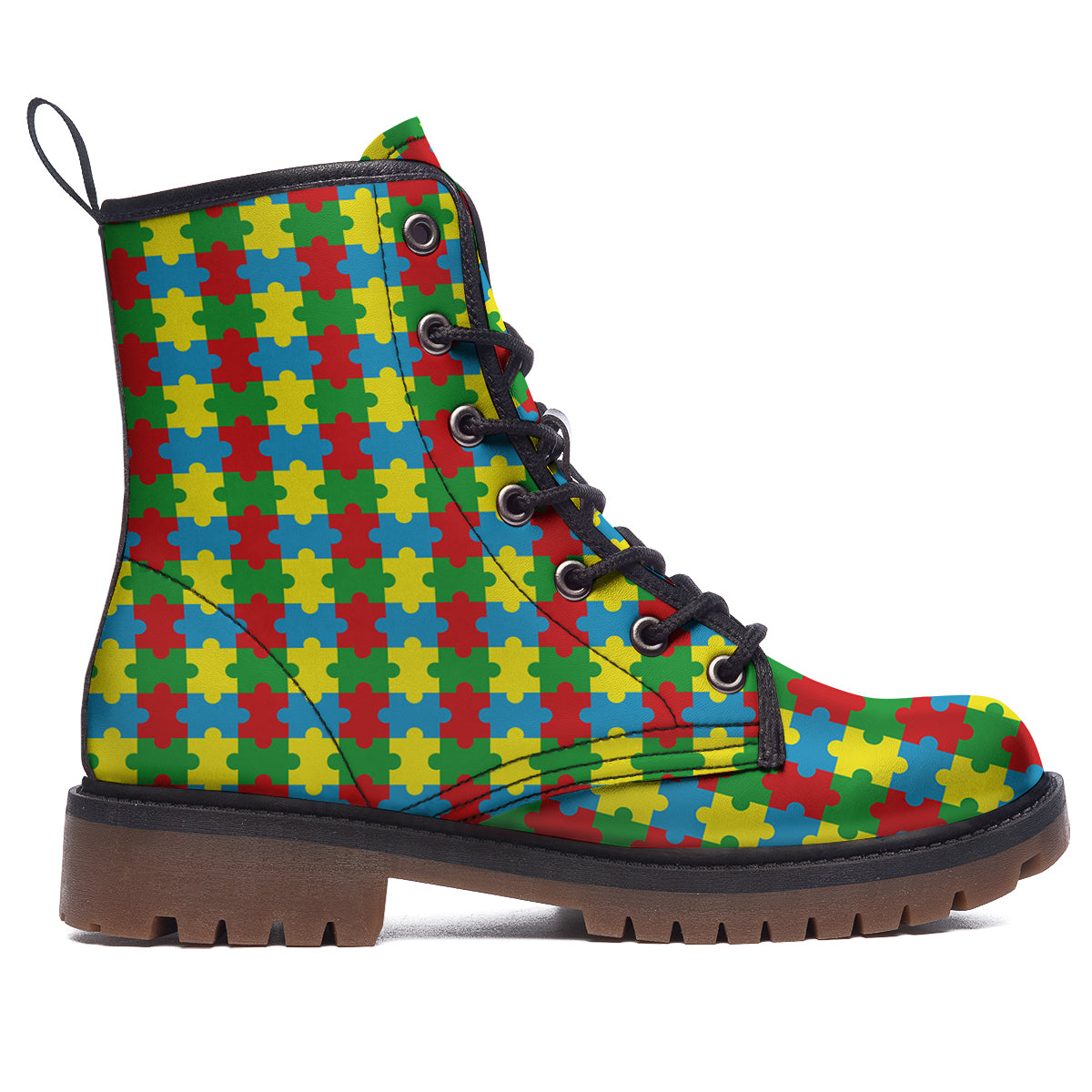 Puzzle Autism Awareness Print Pattern Work Boots-grizzshop