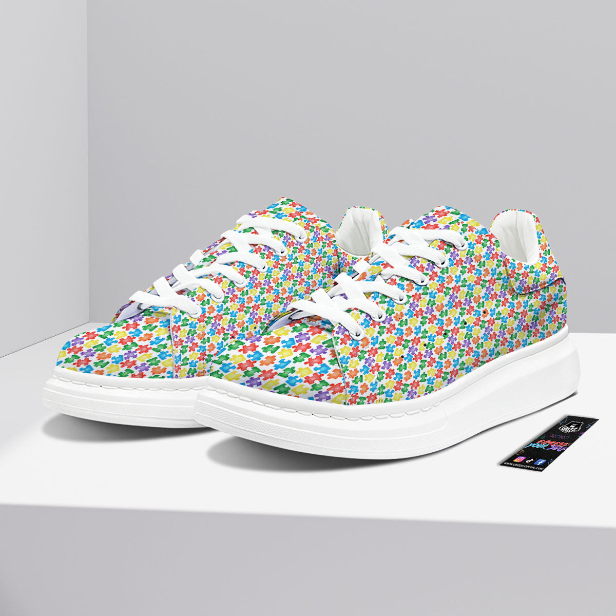Puzzle Autism Awareness Print Platform Shoes-grizzshop