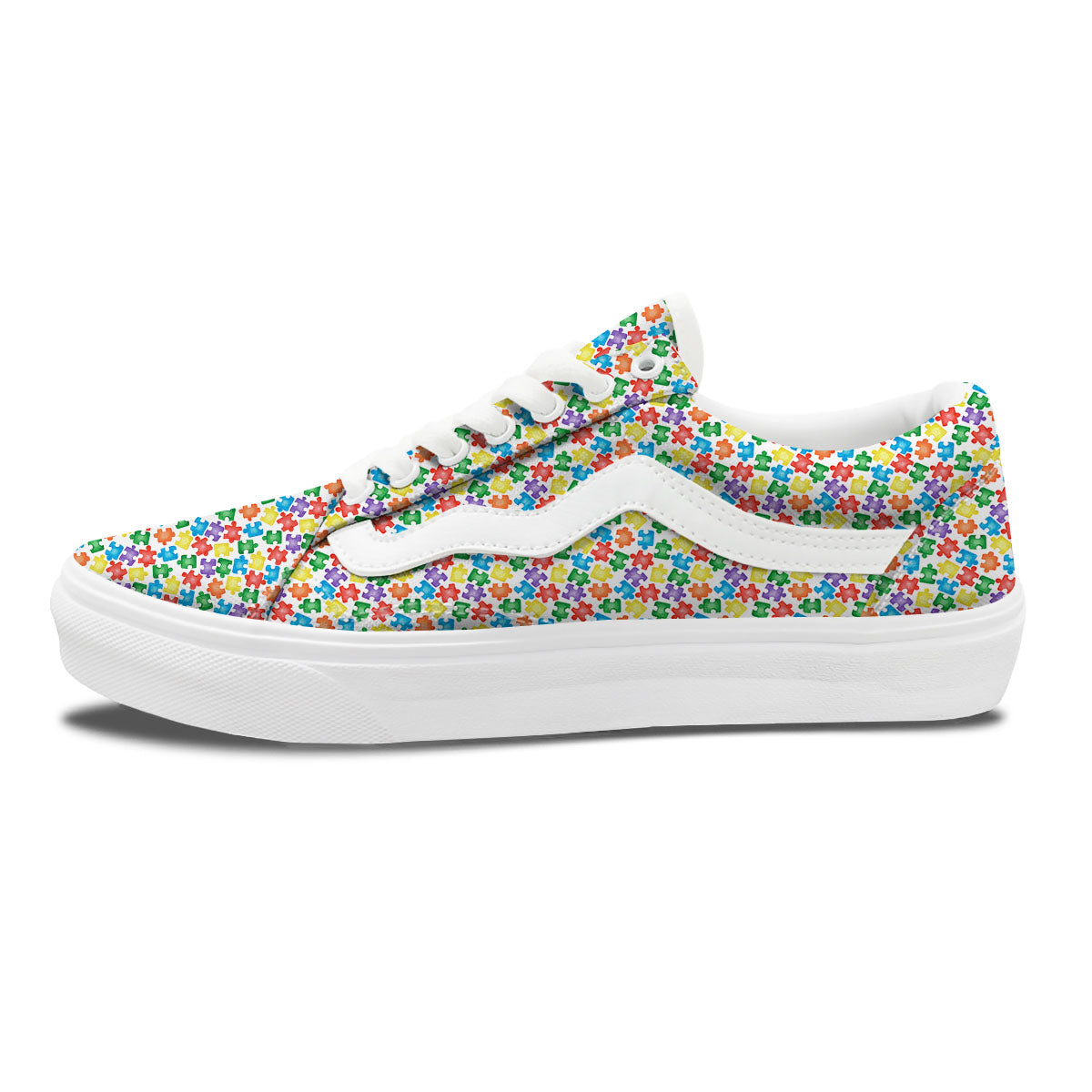 Puzzle Autism Awareness Print Skate Shoes-grizzshop