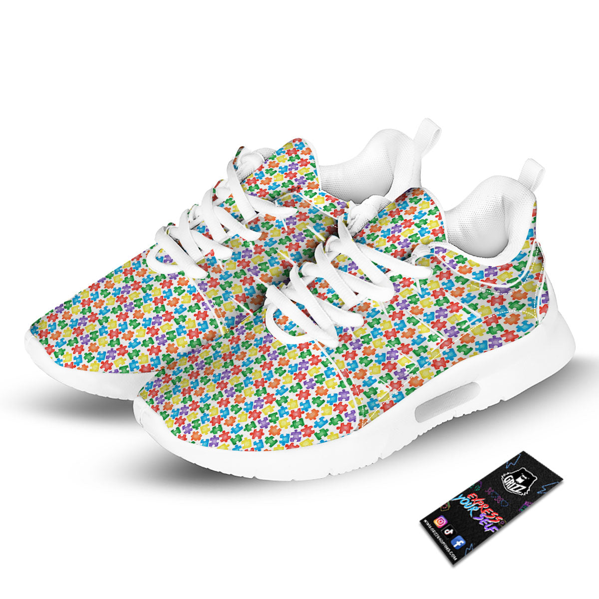 Puzzle Autism Awareness Print Tennis Shoes-grizzshop