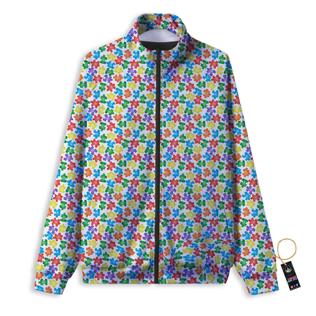 Puzzle Autism Awareness Print Track Jacket-grizzshop