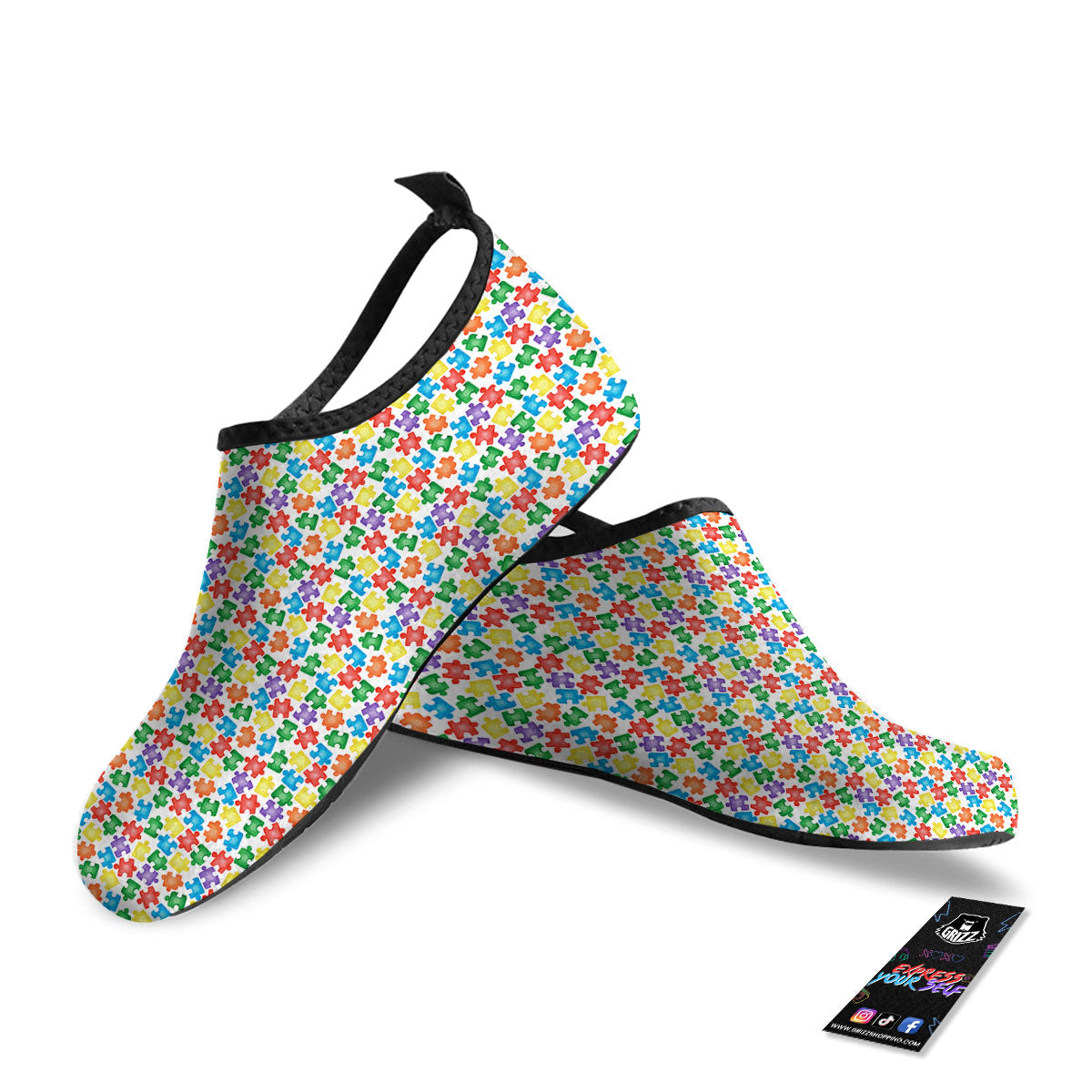 Puzzle Autism Awareness Print Water Shoes-grizzshop