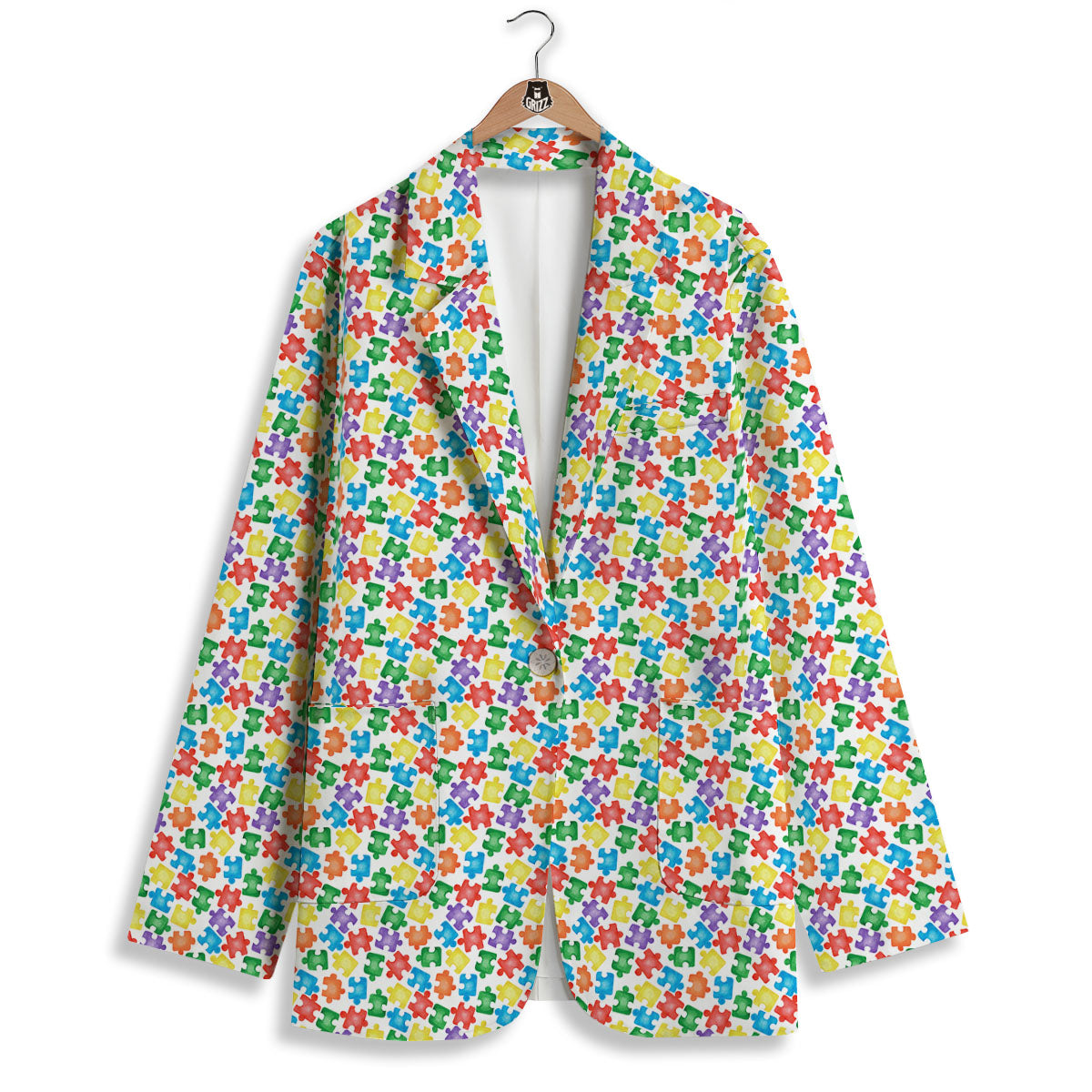 Puzzle Autism Awareness Print Women's Blazer-grizzshop