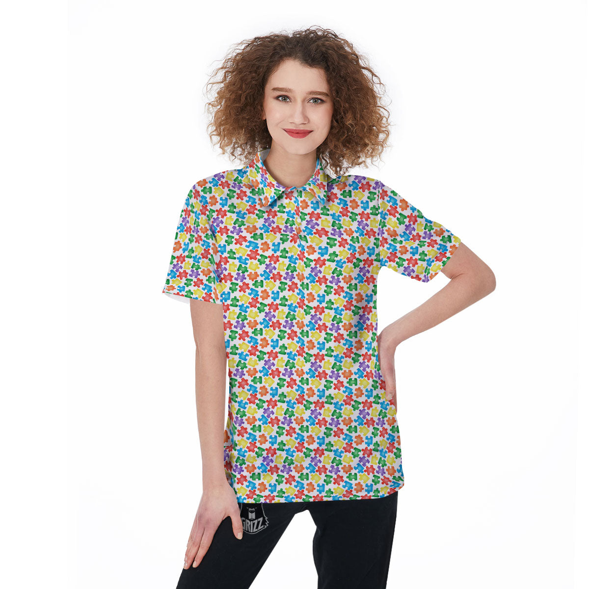 Puzzle Autism Awareness Print Women's Golf Shirts-grizzshop