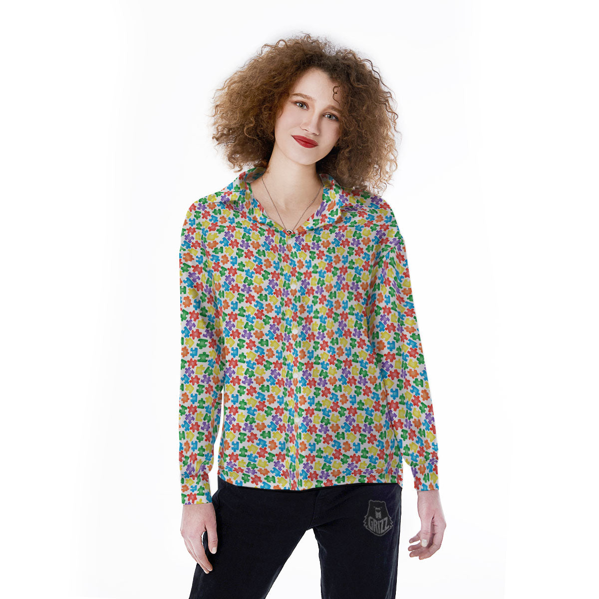 Puzzle Autism Awareness Print Women's Long Sleeve Shirts-grizzshop