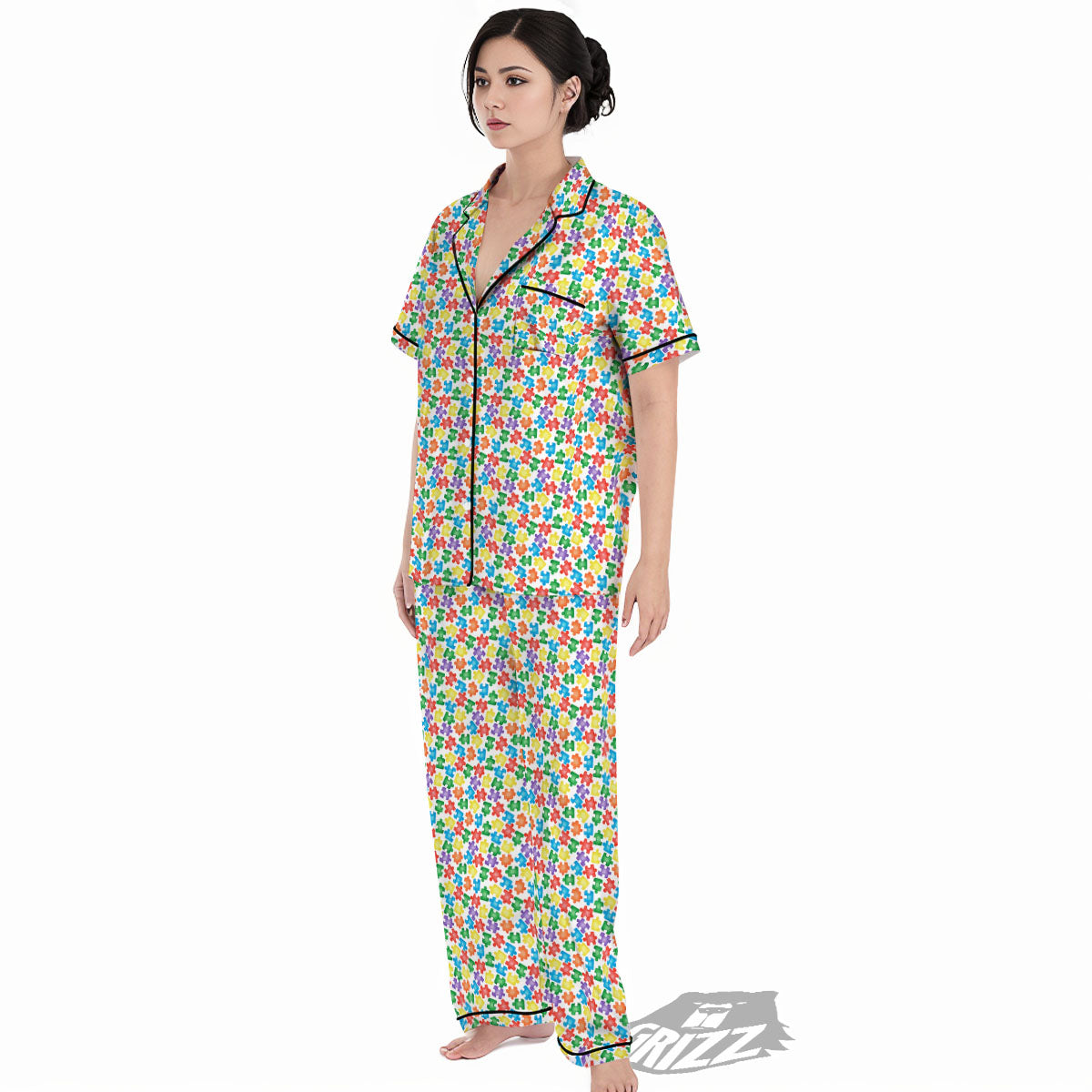Puzzle Autism Awareness Print Women's Pajamas Set-grizzshop