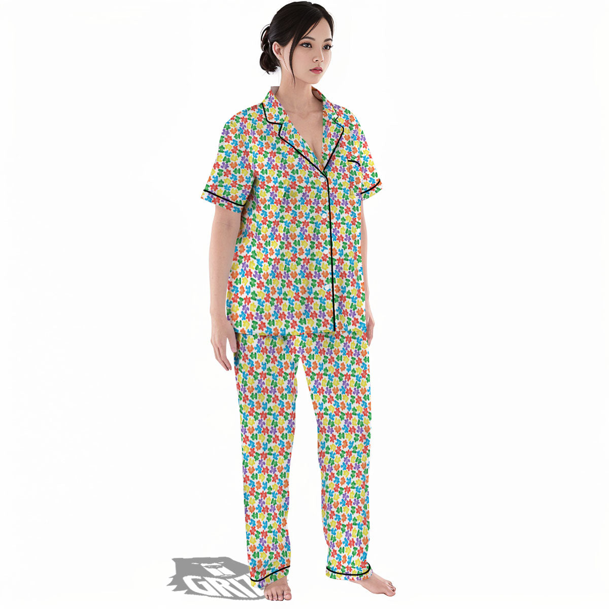 Puzzle Autism Awareness Print Women's Pajamas Set-grizzshop