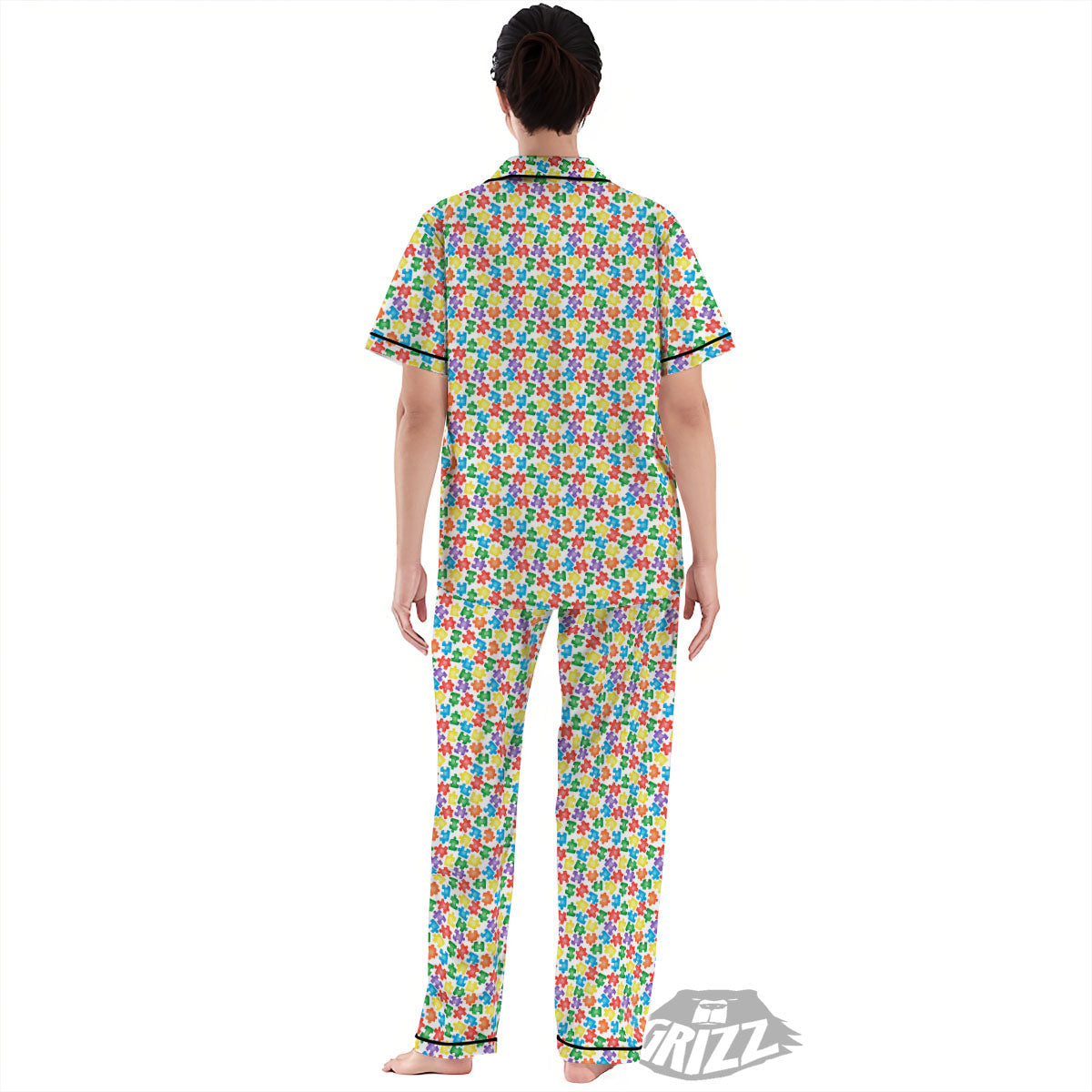 Puzzle Autism Awareness Print Women's Pajamas Set-grizzshop