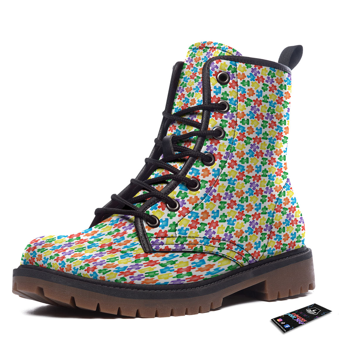 Puzzle Autism Awareness Print Work Boots-grizzshop