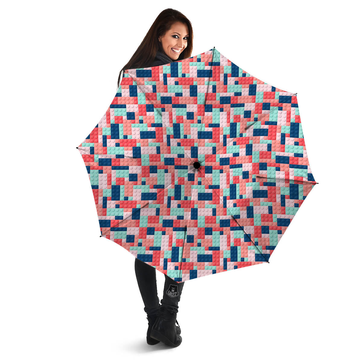 Puzzle Game Colorful Block Print Pattern Umbrella-grizzshop