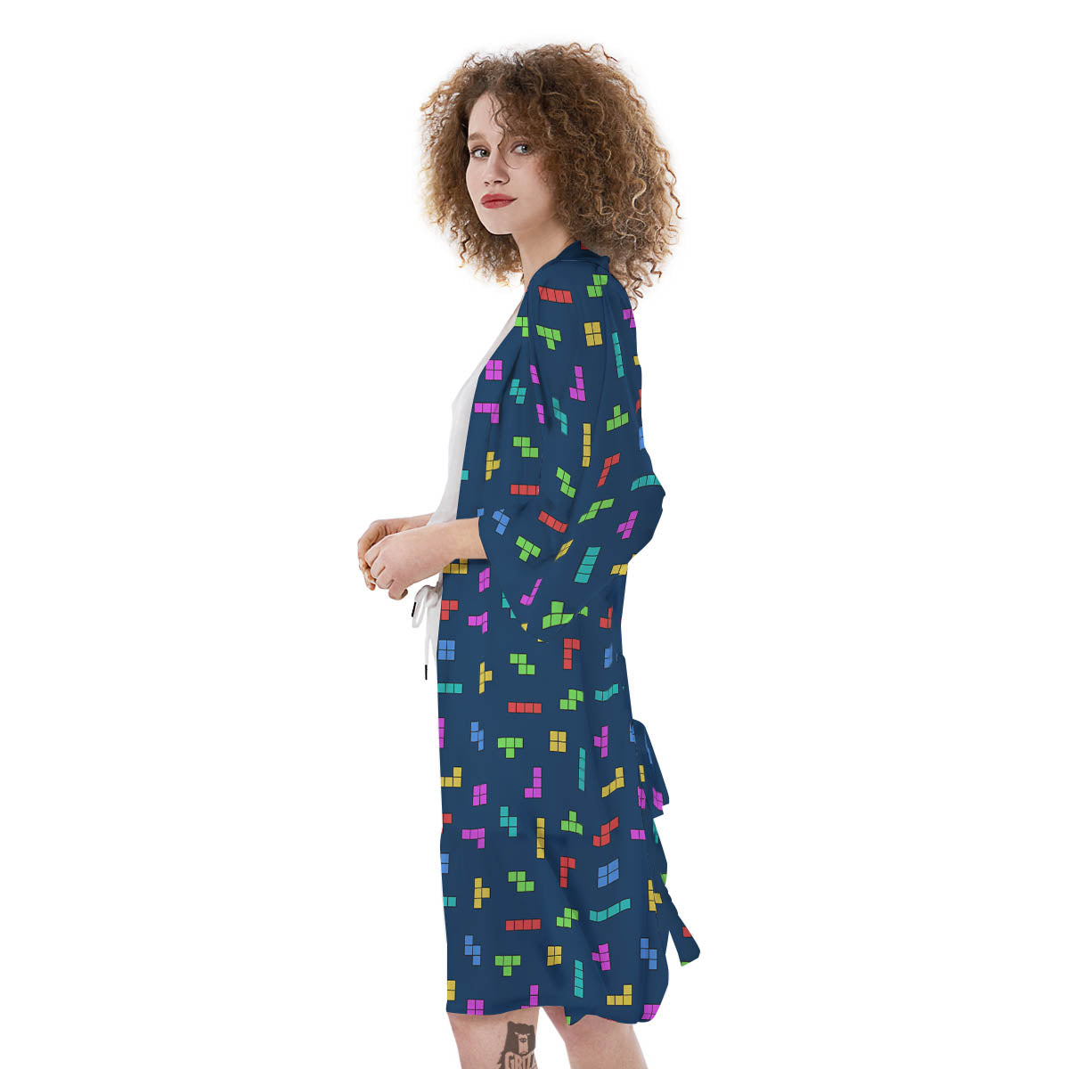 Puzzle Game Colorful Brick Print Pattern Kimono-grizzshop