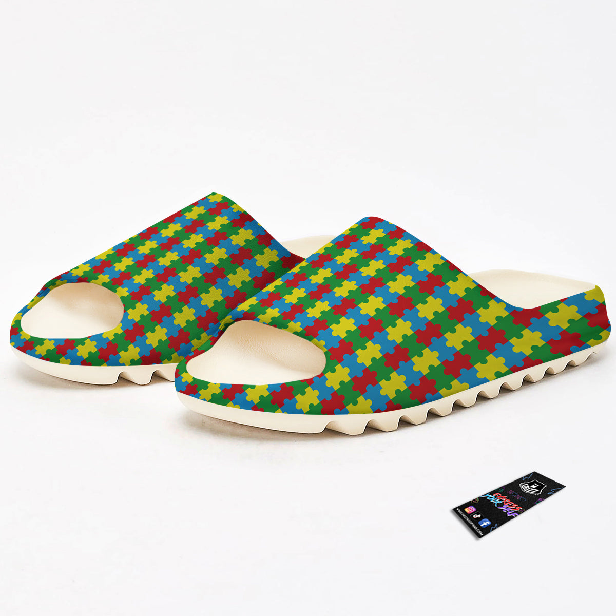 Puzzle Autism Awareness Print Pattern Sandals-grizzshop