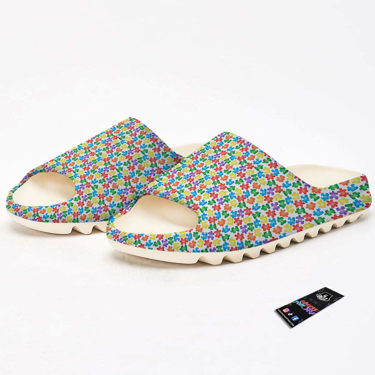 Puzzle Autism Awareness Print Sandals-grizzshop