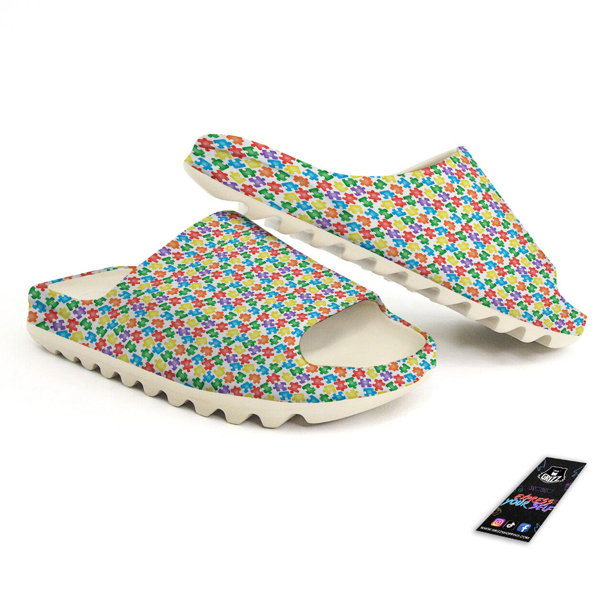 Puzzle Autism Awareness Print Sandals-grizzshop
