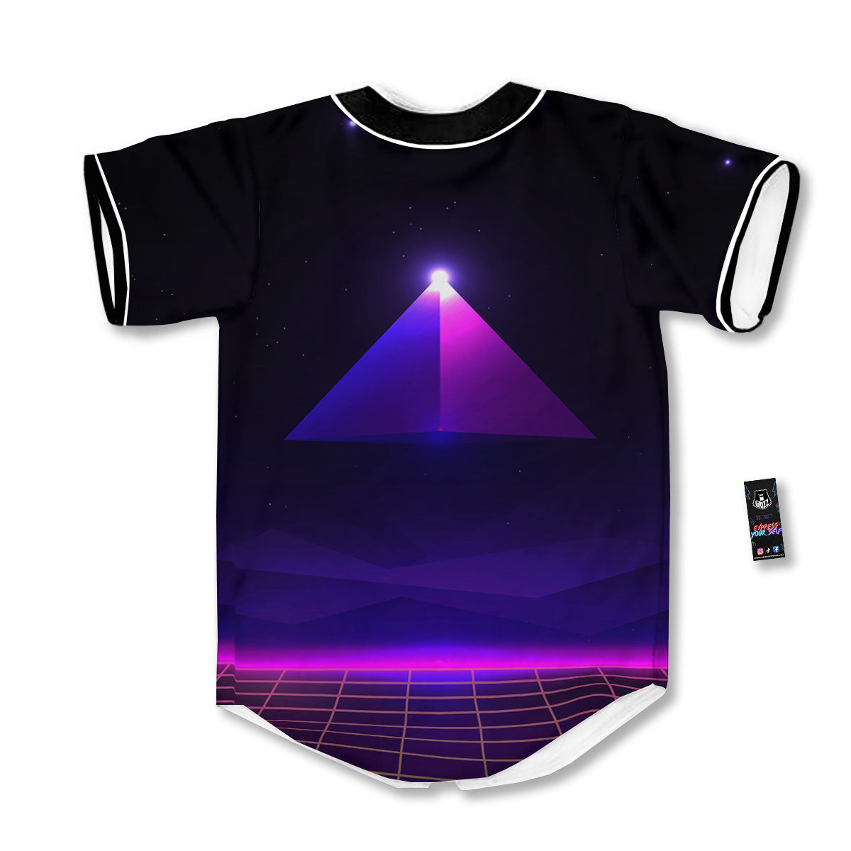 Pyramid Cloud Purple Print Baseball Jersey-grizzshop