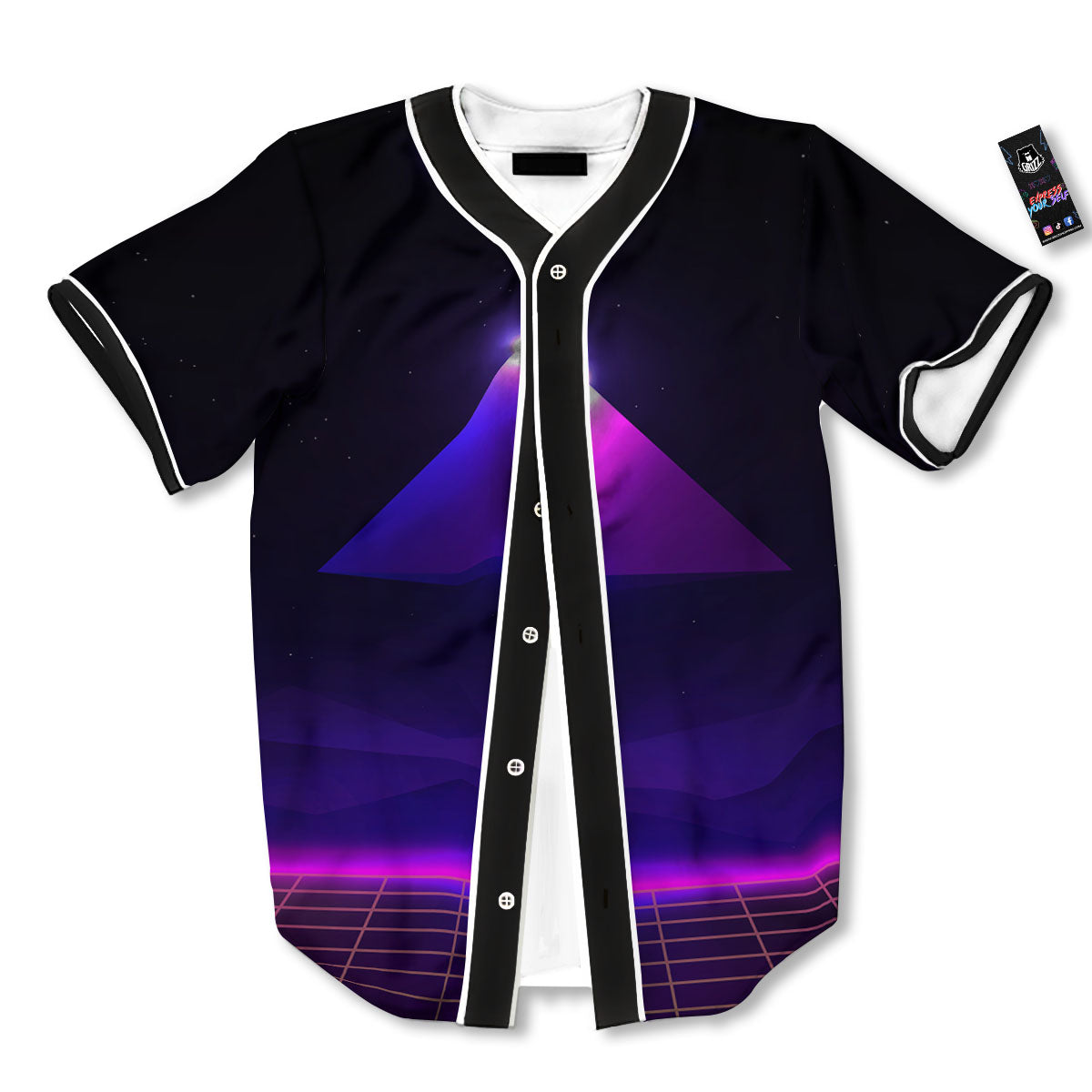Pyramid Cloud Purple Print Baseball Jersey-grizzshop
