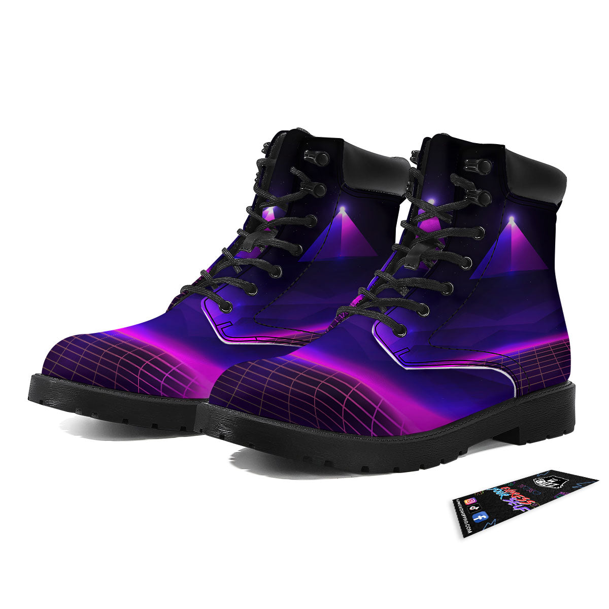 Pyramid Cloud Purple Print Boots-grizzshop