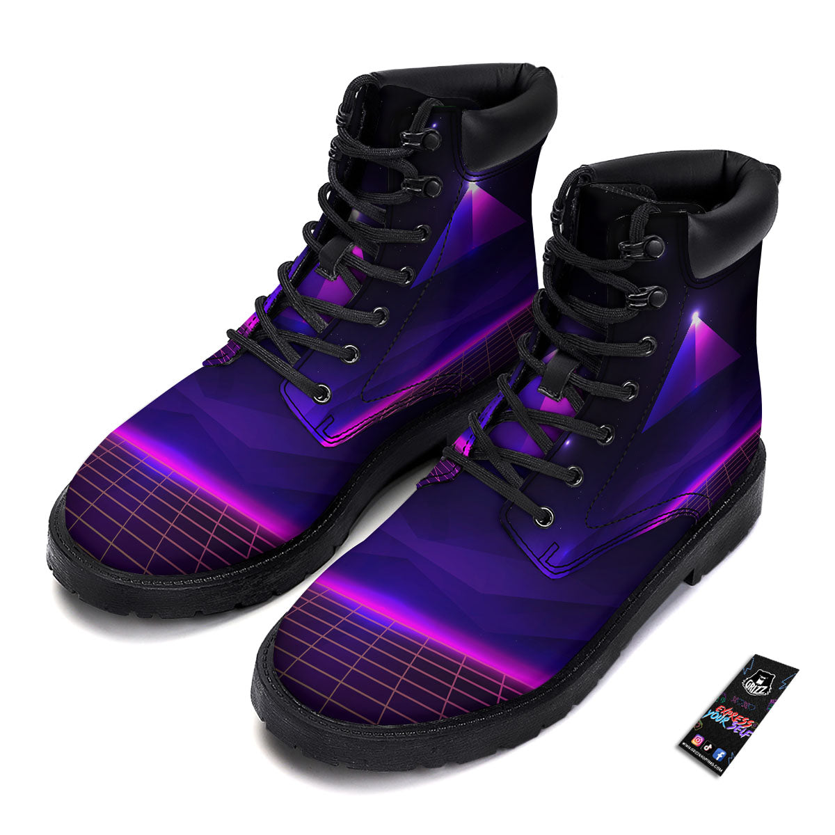 Pyramid Cloud Purple Print Boots-grizzshop
