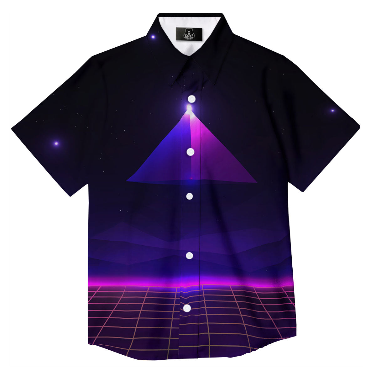 Pyramid Cloud Purple Print Button Up Shirt-grizzshop