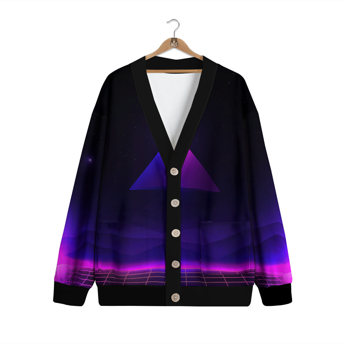 Pyramid Cloud Purple Print Cardigan-grizzshop