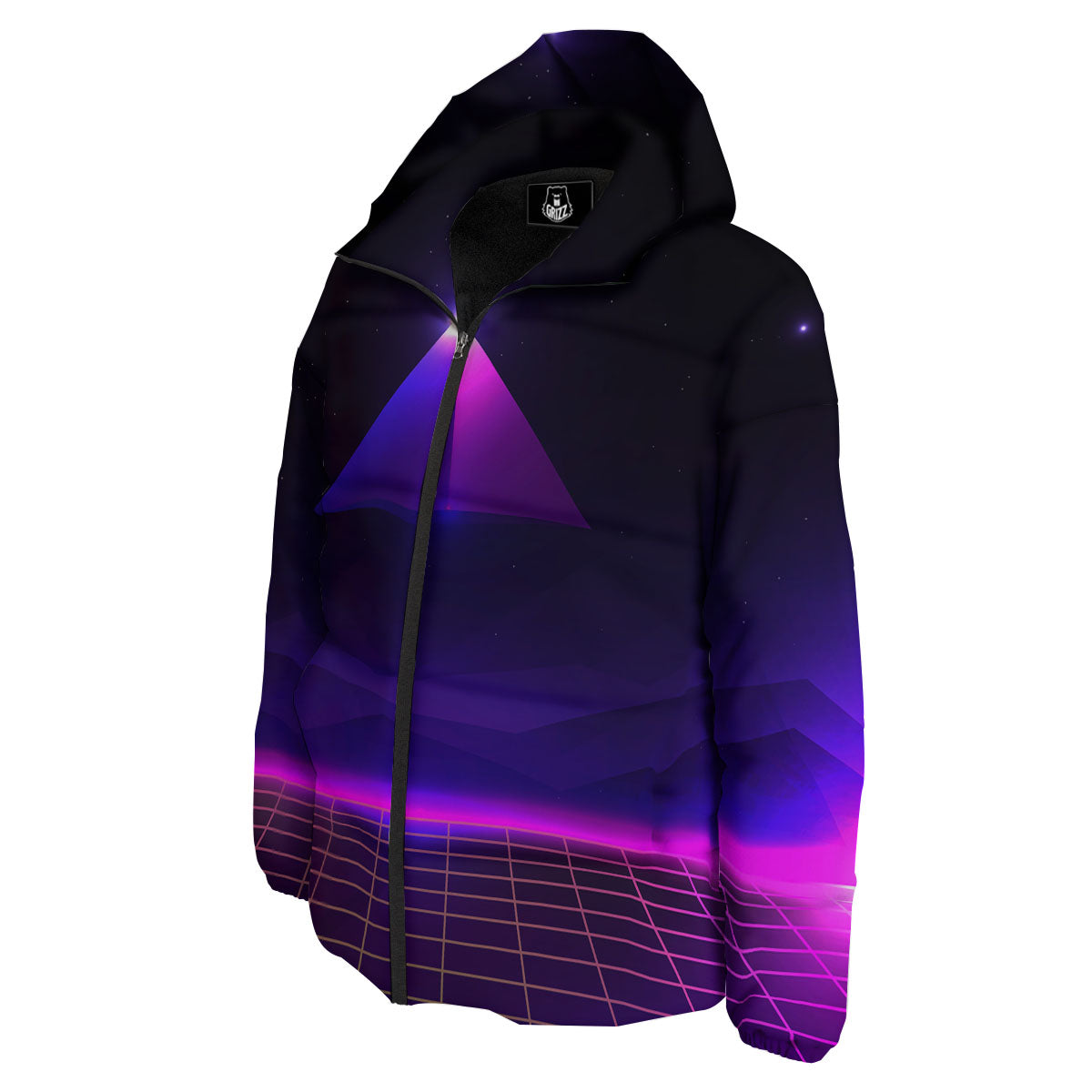 Pyramid Cloud Purple Print Down Jacket-grizzshop
