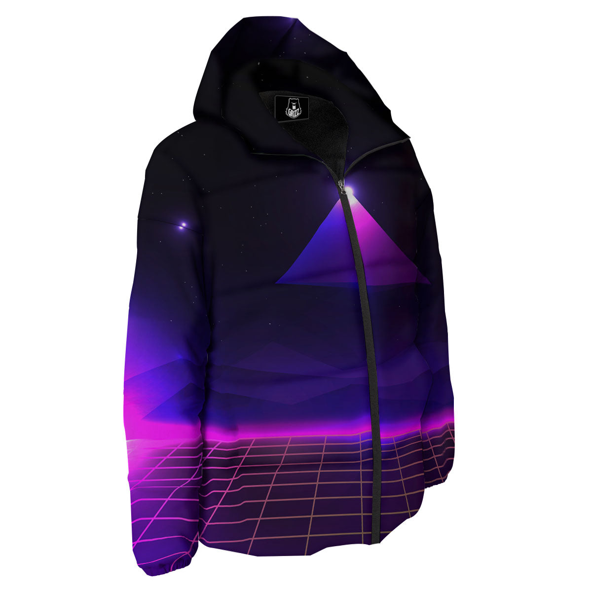 Pyramid Cloud Purple Print Down Jacket-grizzshop