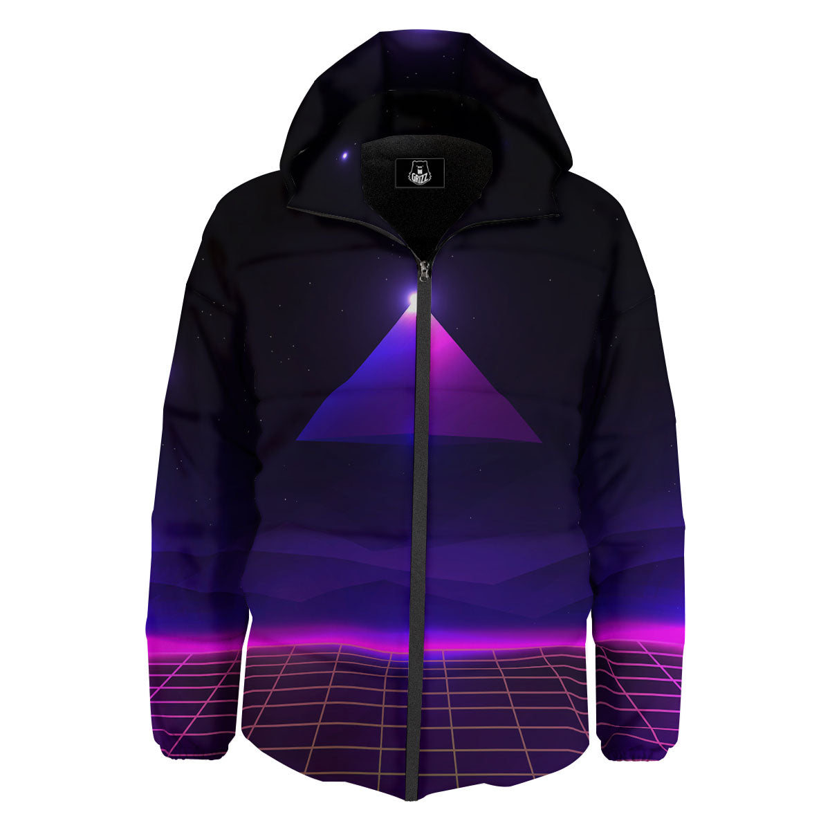 Pyramid Cloud Purple Print Down Jacket-grizzshop
