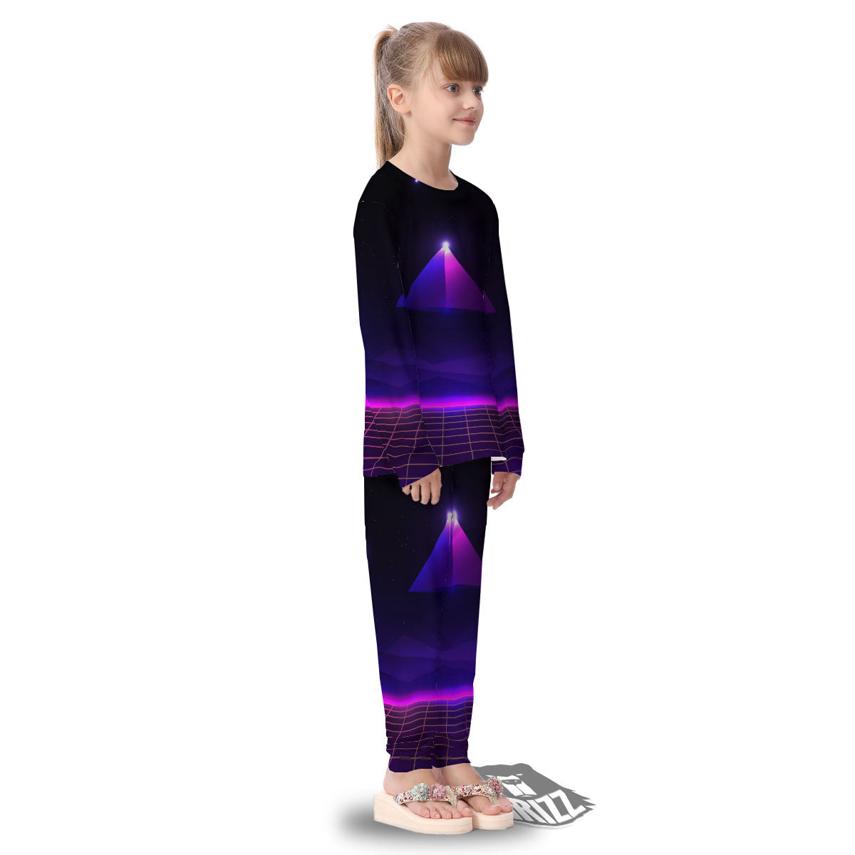 Pyramid Cloud Purple Print Kid's Pajamas-grizzshop