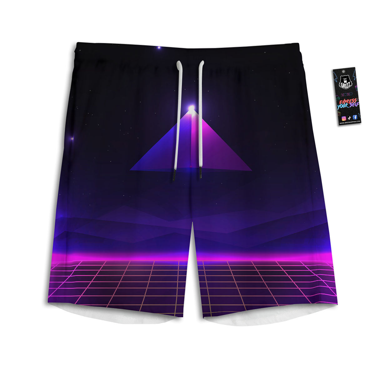 Pyramid Cloud Purple Print Men's Athletic Shorts