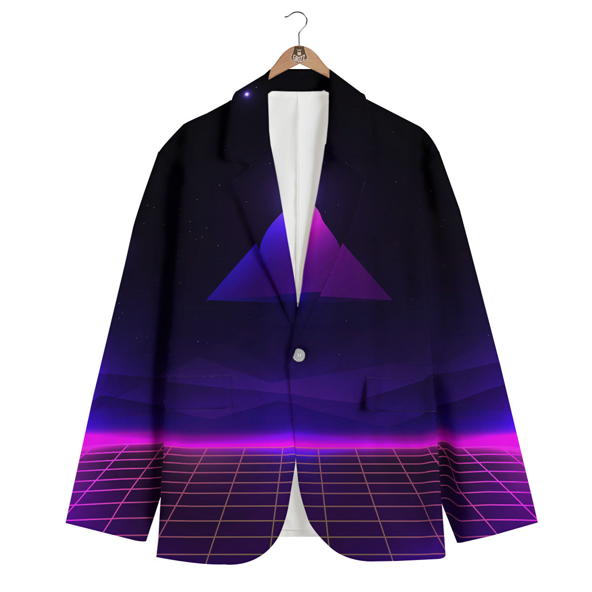 Pyramid Cloud Purple Print Men's Blazer-grizzshop