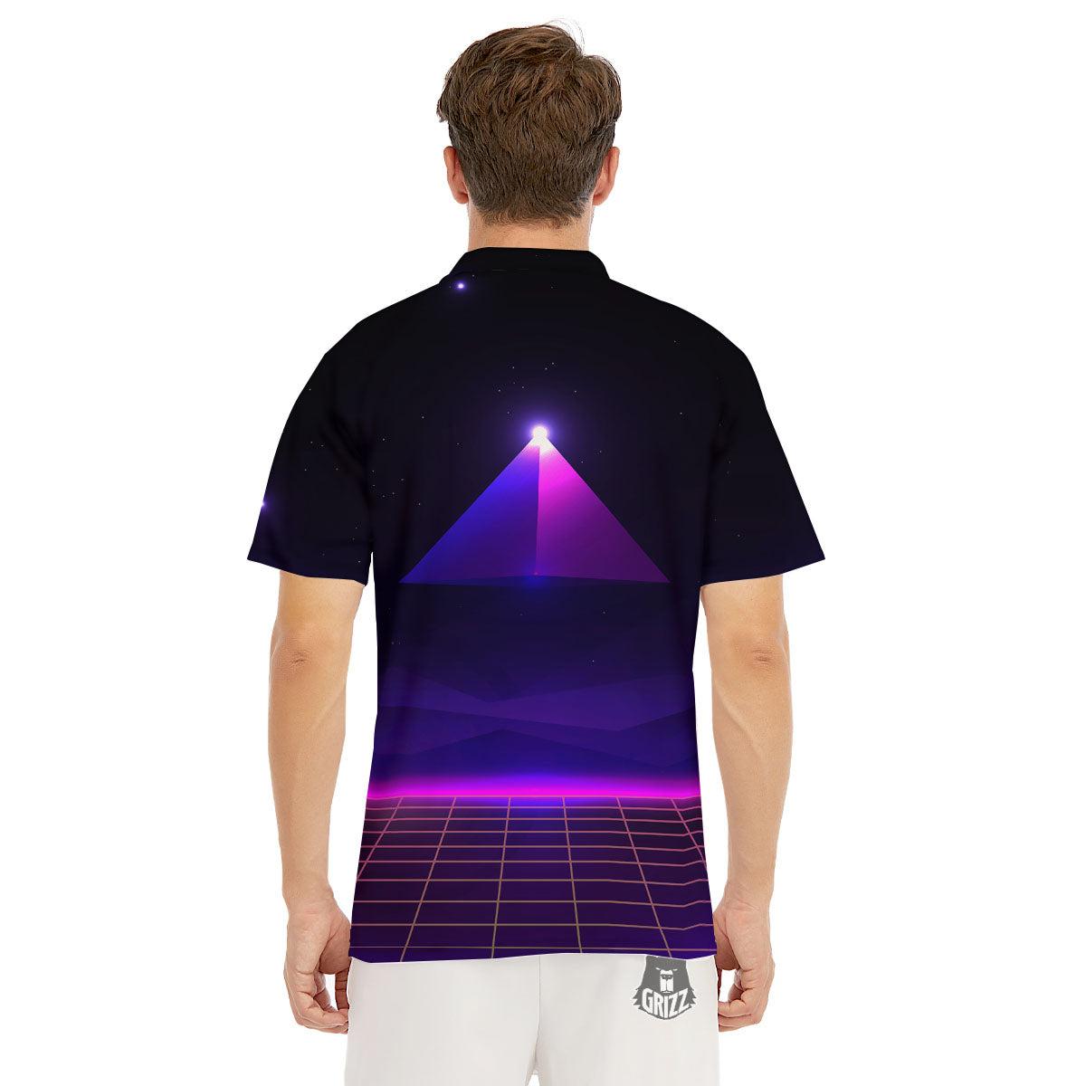 Pyramid Cloud Purple Print Men's Golf Shirts-grizzshop