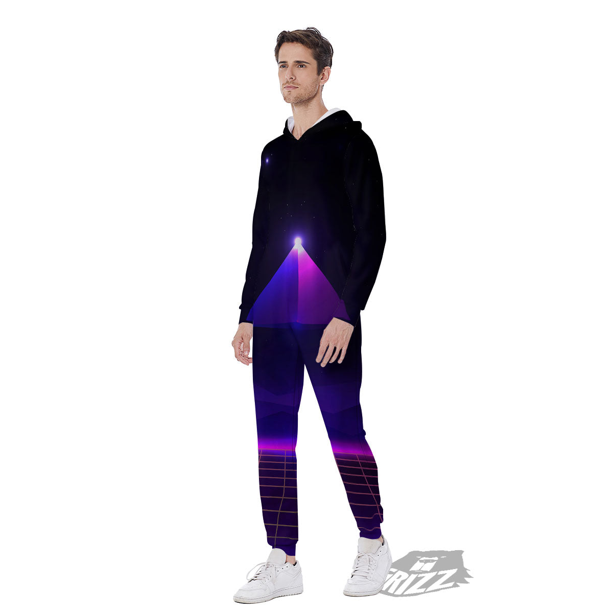 Pyramid Cloud Purple Print Men's Jumpsuit-grizzshop