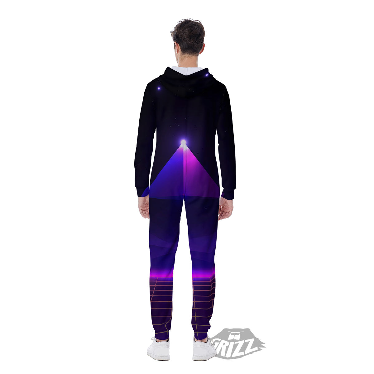 Pyramid Cloud Purple Print Men's Jumpsuit-grizzshop